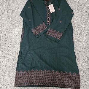 Green and Pink Patterned Kurta